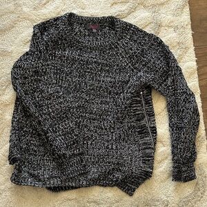 Marled Black and White Knit Sweater S